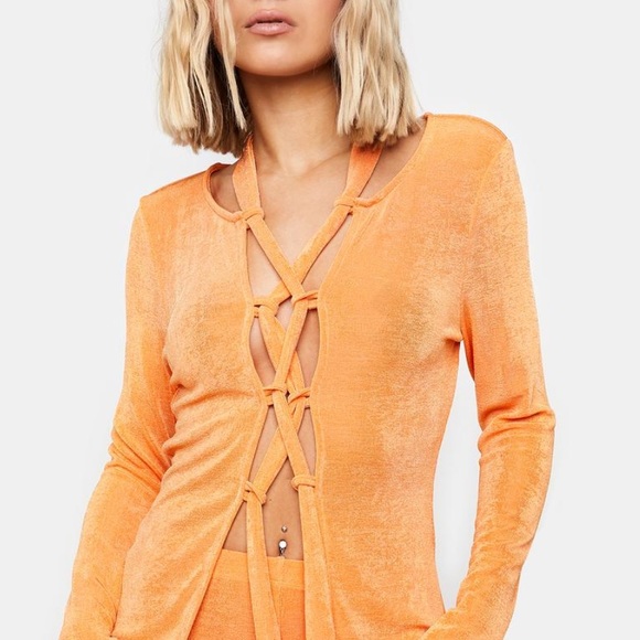 🆕 Dollskill orange lace up top - Picture 3 of 6